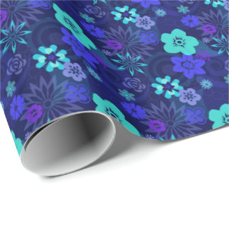 Cadeau Papier d'emballage de fleur bleue moderne
