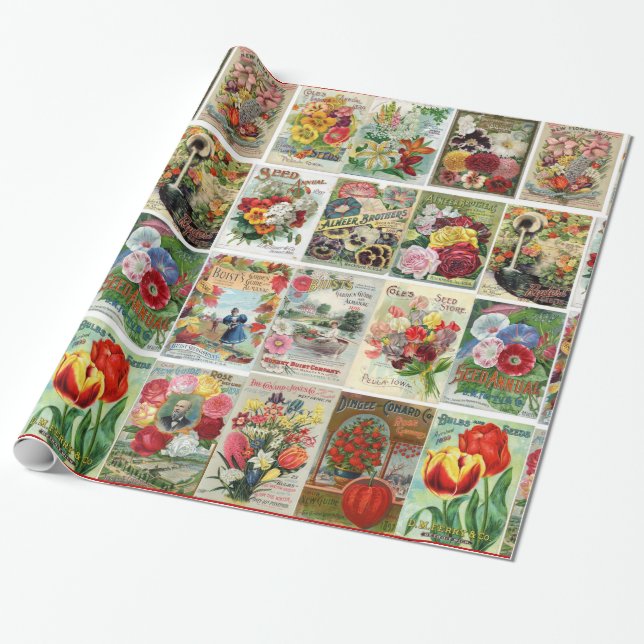 Cadeau Papier d'emballage de fleur de graine de collage (Déroulé)
