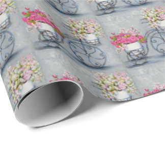 Cadeau Papier d'emballage de fleurs de bicyclette