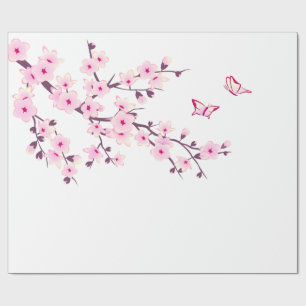 Cadeau Papier d'emballage de fleurs de cerisier florales
