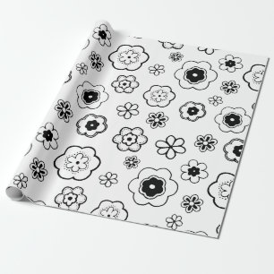 Cadeau papier d'emballage de fleurs de dessin animé