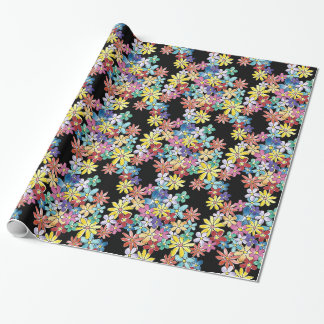 Cadeau Papier d'emballage de fleurs de griffonnage