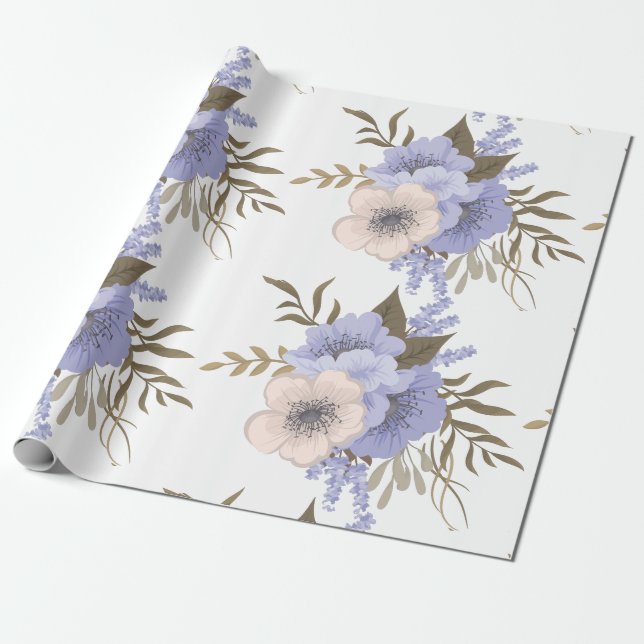 Cadeau papier d'emballage de fleurs de temps de printemps (Déroulé)