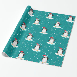 Cadeau Papier d'emballage de flottement de pingouin de