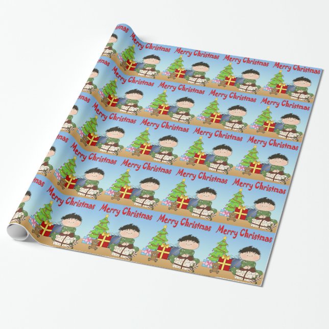 Cadeau Papier d'emballage de garçon d'enfant en bas âge (Déroulé)