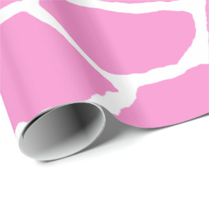 Cadeau Papier d'emballage de girafe de motif rose de peau