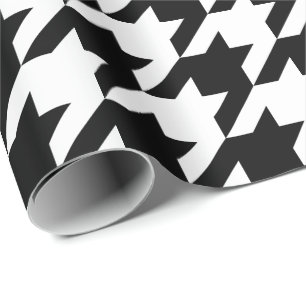 Cadeau Papier d'emballage de grand pied-de-poule noir et