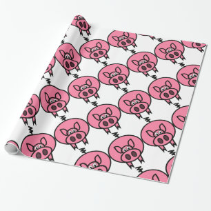 Cadeau Papier d'emballage de grand porc rose