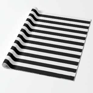 Cadeau Papier d'emballage de grandes rayures noires et
