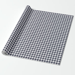 Cadeau Papier d'emballage de guingan de bleu marine
