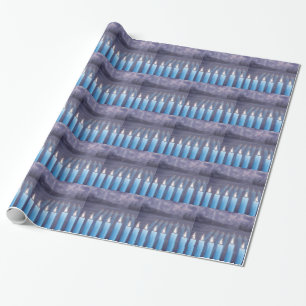 Cadeau Papier d'emballage de Hanoukka Menorah de fenêtre