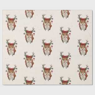Cadeau Papier d'emballage de HIBOU AMBRE DE FÊTE