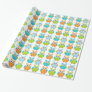 Cadeau Papier d'emballage de hibou mignon d'anniversaire