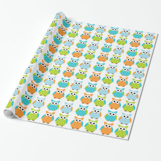 Cadeau Papier d'emballage de hibou mignon d'anniversaire