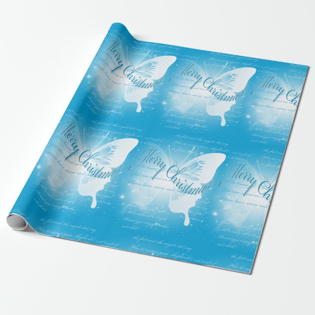 Cadeau Papier d'emballage de Joyeux Noël de papillon (Déroulé)