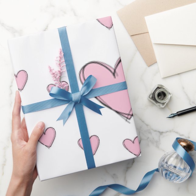 Cadeau Papier d'emballage de la Saint-Valentin Cœurs rose (Cadeaux)