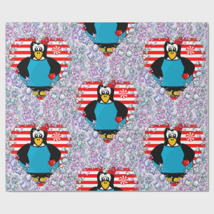 Cadeau Papier d'emballage de la Saint-Valentin Pingouins