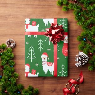 Cadeau Papier d'emballage de lama de Noël