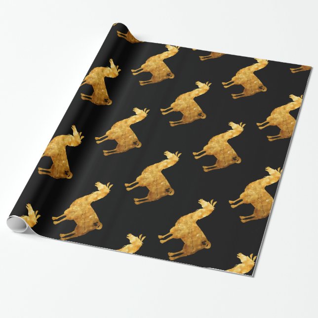 Cadeau Papier d'emballage de lama d'or (Déroulé)