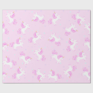 Cadeau Papier d'emballage de licorne rose de bébé