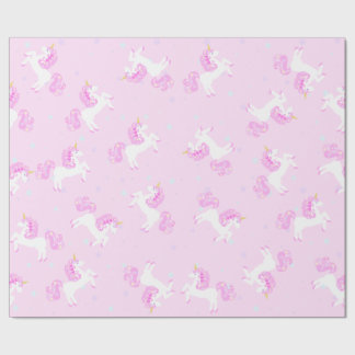 Cadeau Papier d'emballage de licorne rose de bébé