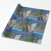 Papier d'emballage de loup d'hurlement