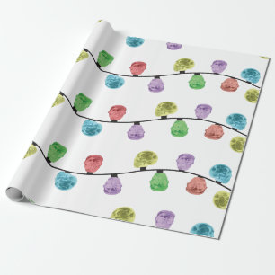 Cadeau Papier d'emballage de lumières de Noël de crâne