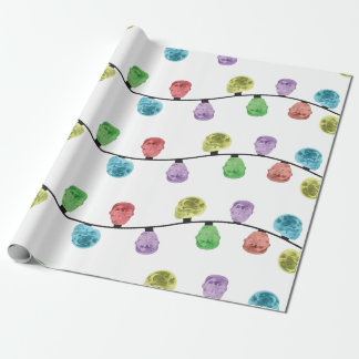 Cadeau Papier d'emballage de lumières de Noël de crâne