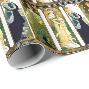 Cadeau Papier d'emballage de Madame Birds Swan Peacock de