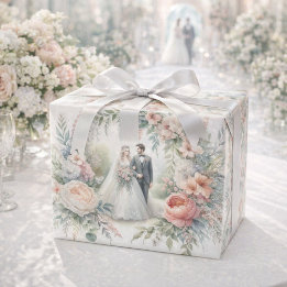 Cadeau Papier d'emballage de mariage à l'aquarelle élégan