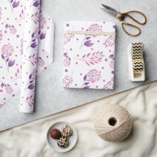 Cadeau Papier d'emballage de mariage Fleurs Violettes Jol