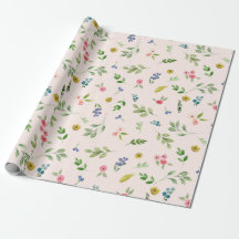 Papier d'emballage de mariage floral d'aquarelle