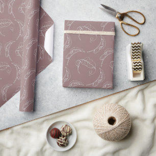 Cadeau Papier d'emballage de mariage rose poussiéreux à f