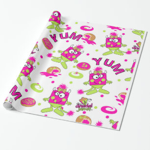 Cadeau Papier d'emballage de monstre rose de Dreidel
