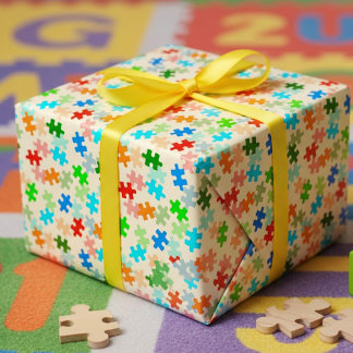 Cadeau Papier d'emballage de morceaux de puzzle