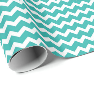 Cadeau Papier d'emballage de motif blanc turquoise de