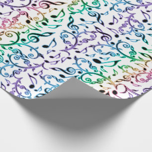 Cadeau Papier d'emballage de motif de notes de musique