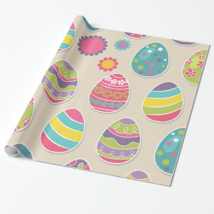 Cadeau Papier d'emballage de motif d'oeufs de pâques