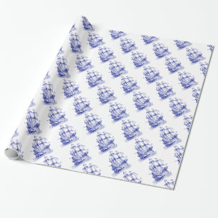 Cadeau Papier d'emballage de motif nautique