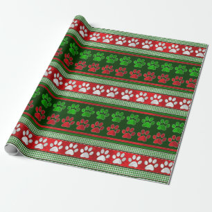 Cadeau Papier d'emballage de motif vert rouge d'empreinte