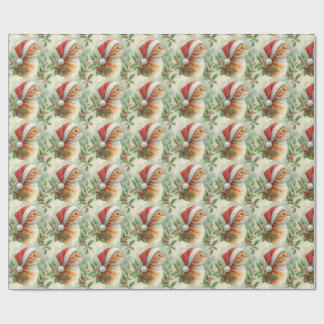 Cadeau Papier d'emballage de Noël au chat tigré orange