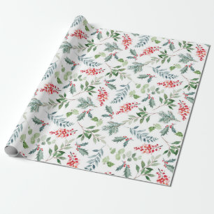 Cadeau Papier d'emballage de Noël aux baies de houx