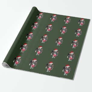 Cadeau Papier d'emballage de Noël avec le chien de basse