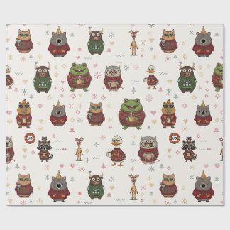 Cadeau Papier d'emballage de Noël avec personnages de pul