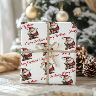 Cadeau Papier d'emballage de Noël avec Santa fantaisiste