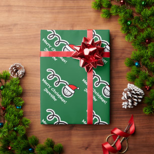 Cadeau Papier d'emballage de Noël avec volley-ball de cha
