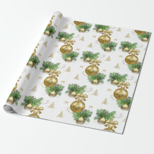 Cadeau Papier d'emballage de Noël Boules Dorées
