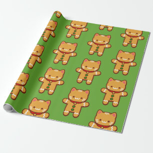 Cadeau Papier d'emballage de Noël - CAT de PAIN D'ÉPICE