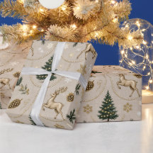 Papier d'emballage de Noël classique au pin vert |