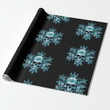 Papier d'emballage de Noël crâne noir